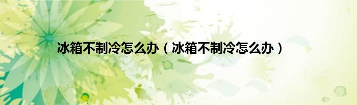 冰箱不制冷怎么办（冰箱不制冷怎么办）