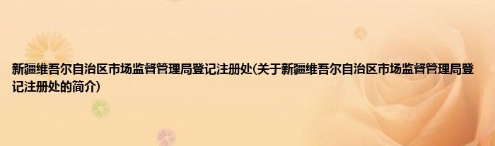 新疆维吾尔自治区市场监督管理局登记注册处(关于新疆维吾尔自治区市场监督管理局登记注册处的简介)