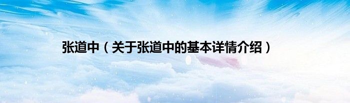 张道中（关于张道中的基本详情介绍）
