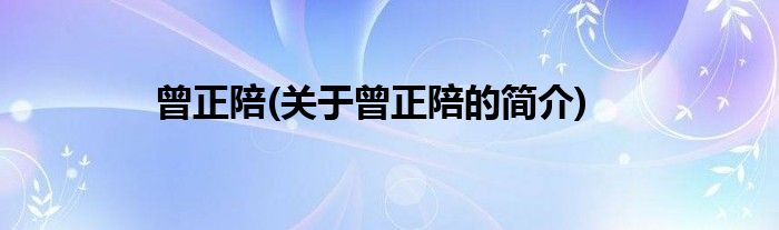 曾正陪(关于曾正陪的简介)