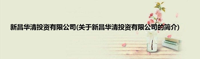 新昌华清投资有限公司(关于新昌华清投资有限公司的简介)