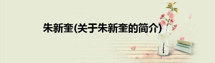 朱新奎(关于朱新奎的简介)
