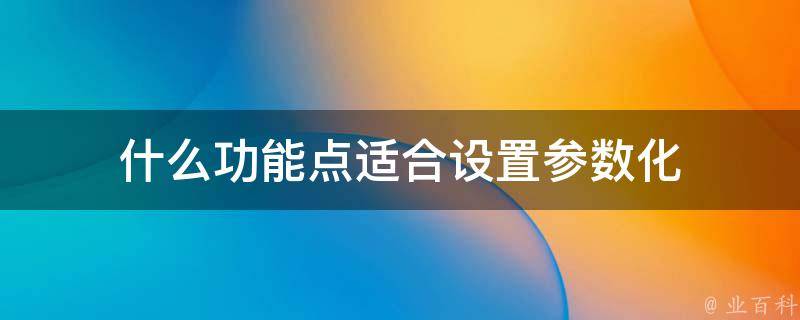 什么功能点适合设置参数化