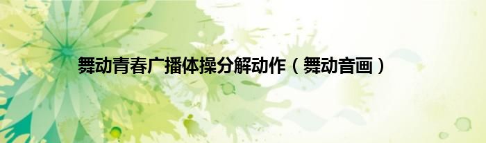 舞动青春广播体操分解动作（舞动音画）