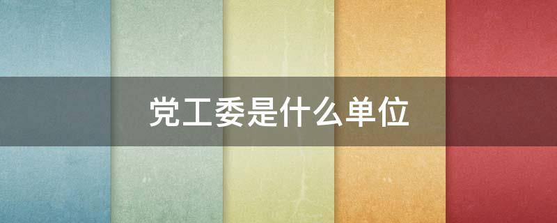 党工委是什么单位