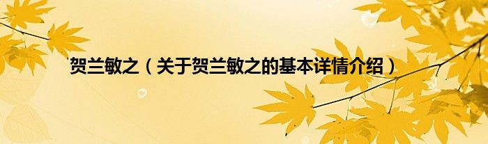 贺兰敏之（关于贺兰敏之的基本详情介绍）