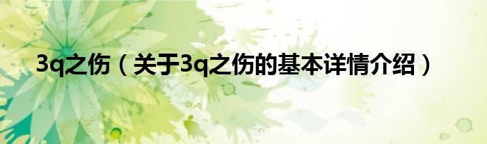 3q之伤（关于3q之伤的基本详情介绍）