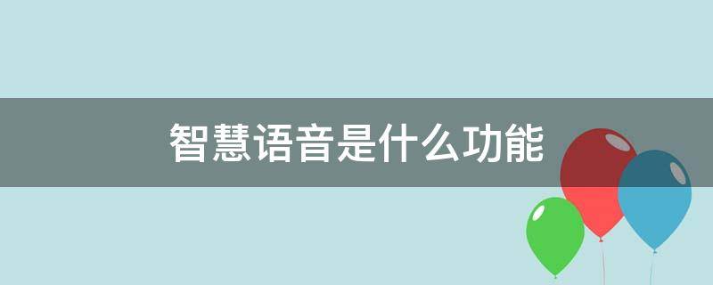 智慧语音是什么功能