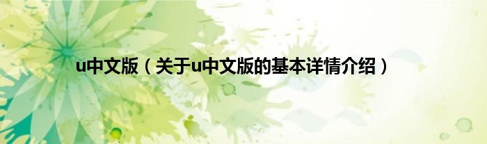 u中文版（关于u中文版的基本详情介绍）