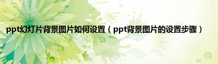 ppt幻灯片背景图片如何设置（ppt背景图片的设置步骤）