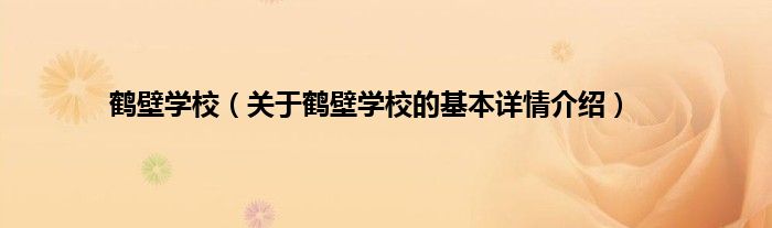 鹤壁学校（关于鹤壁学校的基本详情介绍）