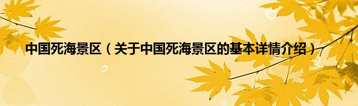 中国死海景区（关于中国死海景区的基本详情介绍）