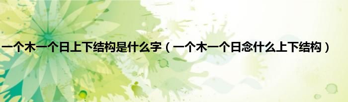 一个木一个日上下结构是什么字（一个木一个日念什么上下结构）