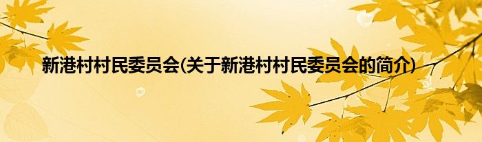 新港村村民委员会(关于新港村村民委员会的简介)