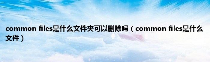 common files是什么文件夹可以删除吗（common files是什么文件）