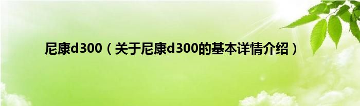 尼康d300（关于尼康d300的基本详情介绍）