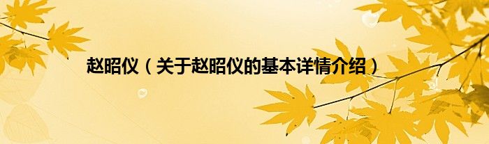 赵昭仪（关于赵昭仪的基本详情介绍）
