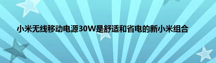 小米无线移动电源30W是舒适和省电的新小米组合