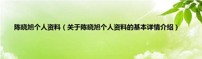 陈晓旭个人资料（关于陈晓旭个人资料的基本详情介绍）