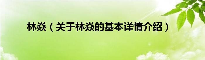林焱（关于林焱的基本详情介绍）