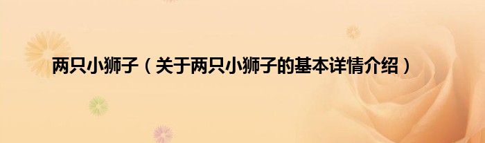 两只小狮子（关于两只小狮子的基本详情介绍）