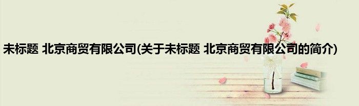 未标题 北京商贸有限公司(关于未标题 北京商贸有限公司的简介)