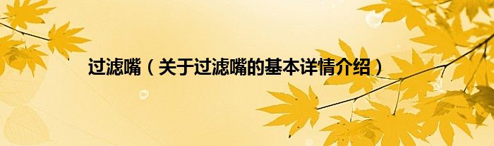 过滤嘴（关于过滤嘴的基本详情介绍）