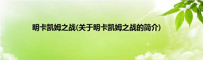 明卡凯姆之战(关于明卡凯姆之战的简介)