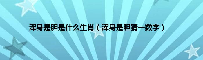 浑身是胆是什么生肖（浑身是胆猜一数字）