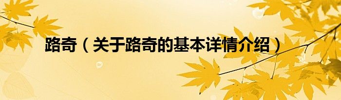 路奇（关于路奇的基本详情介绍）