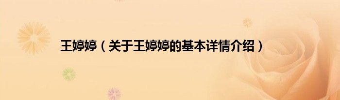王婷婷（关于王婷婷的基本详情介绍）