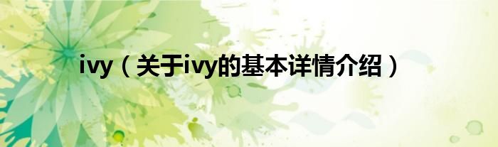 ivy（关于ivy的基本详情介绍）